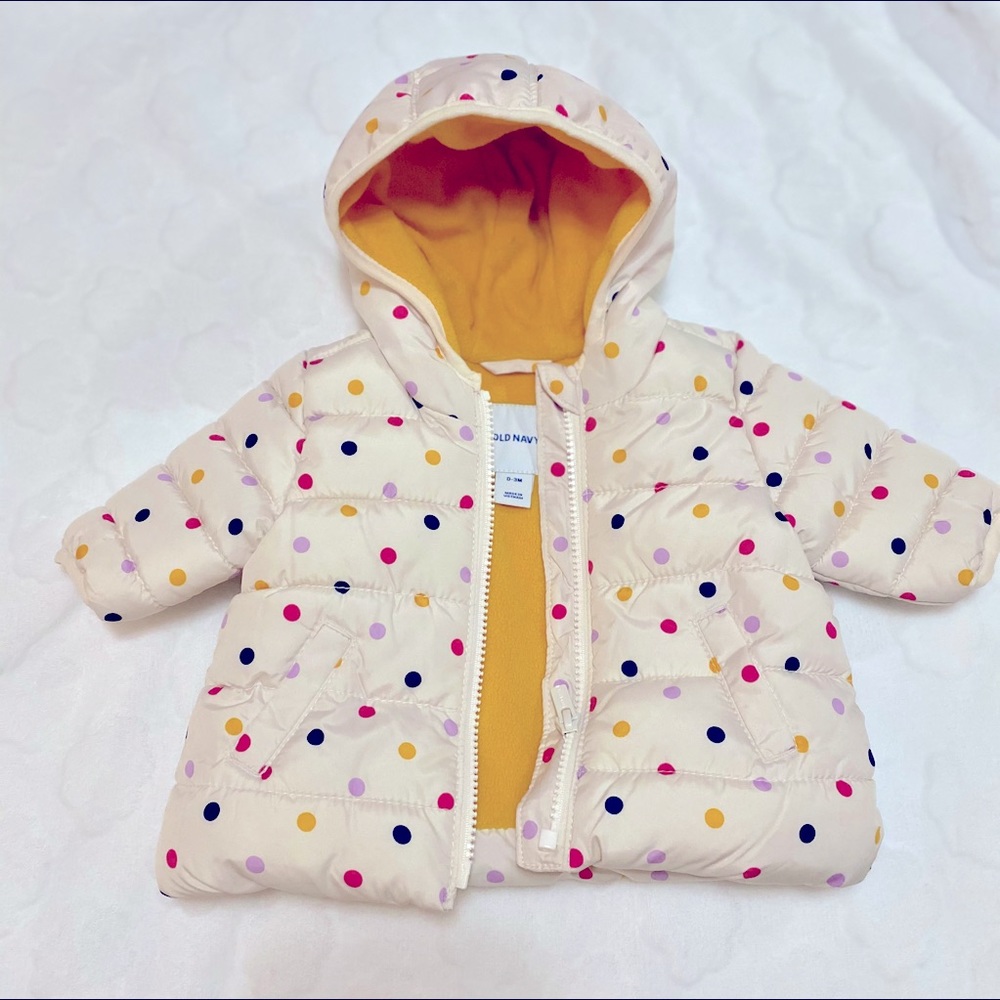 Old Navy Baby Girl Polka Dot Hooded Puffer